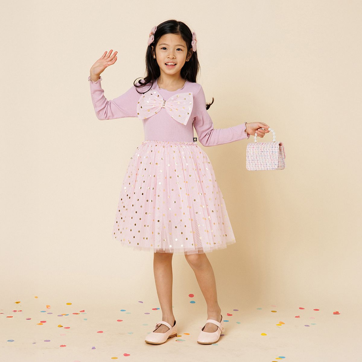 Petite Hailey Gold Dot Tutu Dress in Pink – Sprout Kids